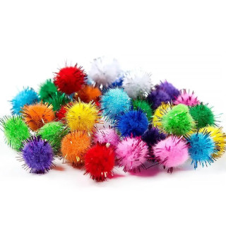 Декоративные помпоны с люрексом для творчества Pom-poms-25, d-25 мм, 54 шт